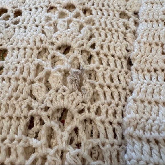 One Step Up Knitwear Chic Cream Crochet Open Front Cardigan Size Large - Picture 7 of 10